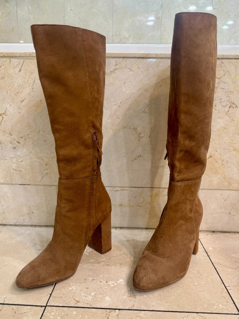 Steve Madden Ninny Tan Suede Leather Knee High Boots Size 7